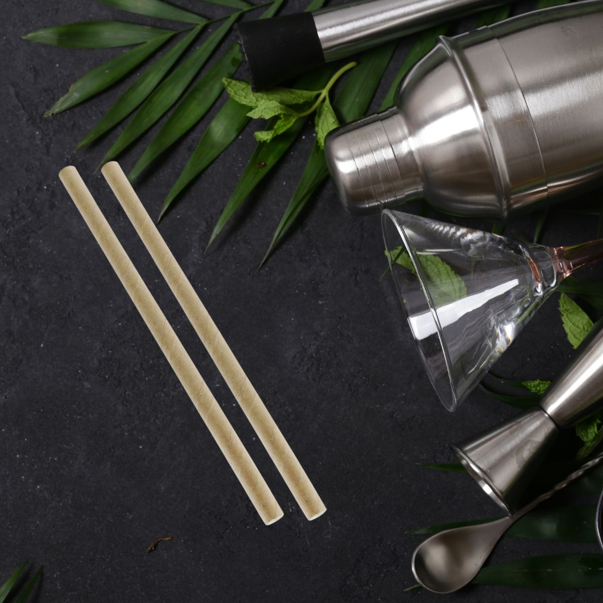 Lot de 2 boites de 50 pailles en papier rigide brun 15 cm  Nature Fackelmann - Mathon - 2