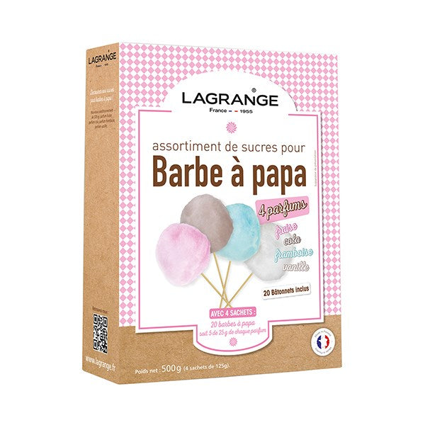 Assortiment sucres à barbe à papa 4 arômes 500 g Lagrange - Mathon