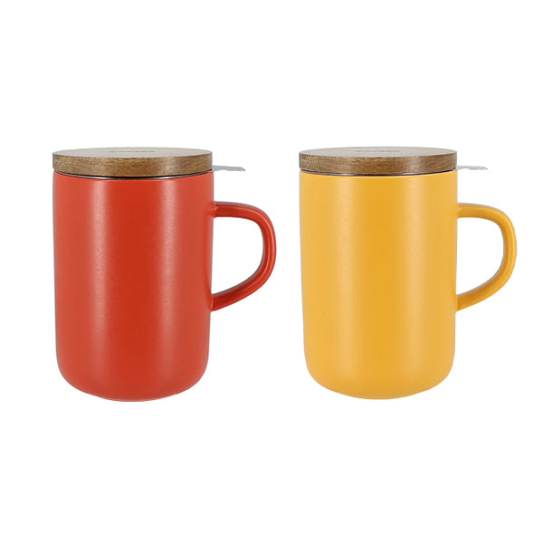 Lot de 2 tisanières mug Juliet jaune et paprika Ogo - Mathon - 1