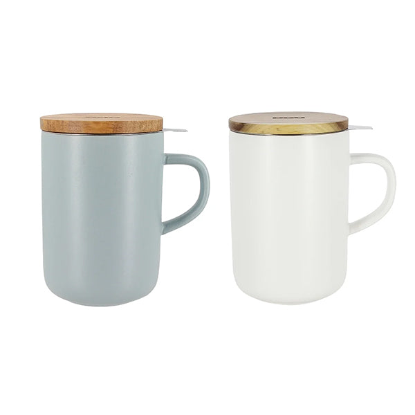Lot de 2 tisanières mug Juliet perle et blanc Ogo - Mathon - 1