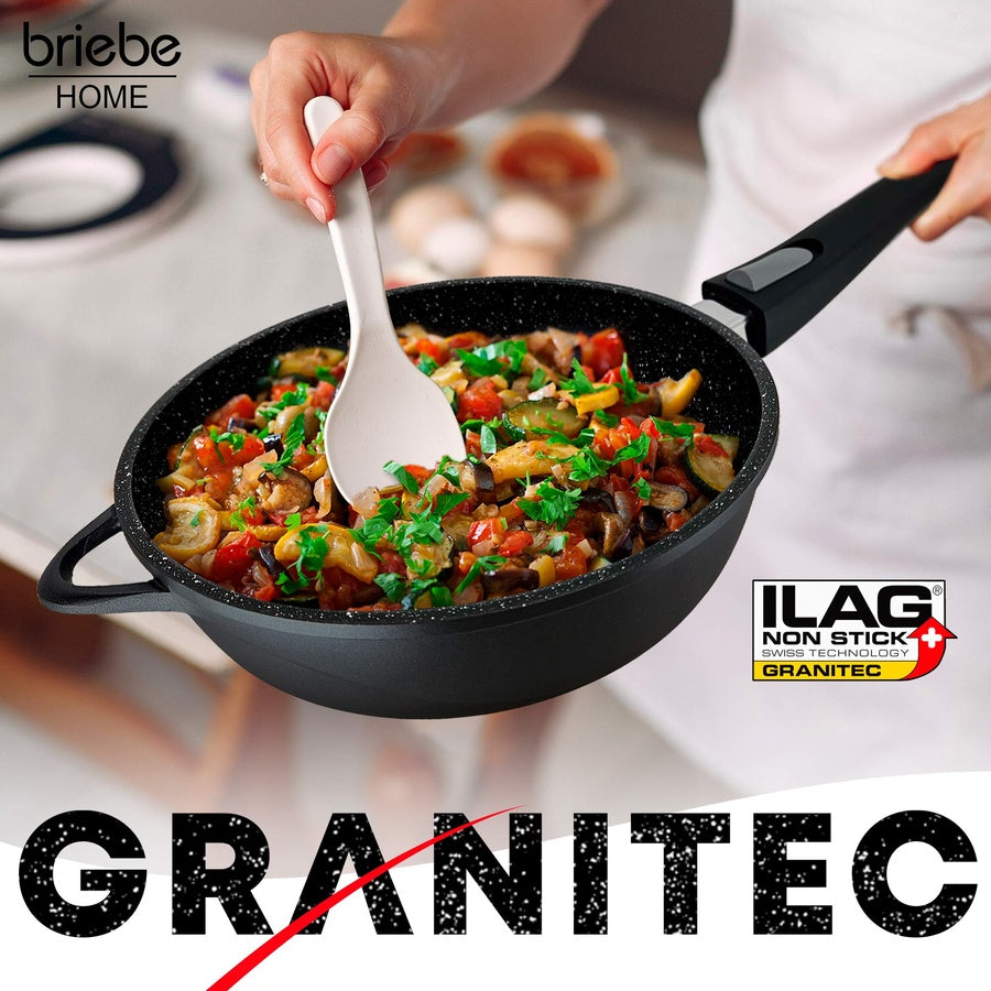 Set 2 Sauteuse Induction Manche Amovible, Poêles 24/ 28cm Antiadhesive Couvercle  Noir MGK19S - Mathon - 2