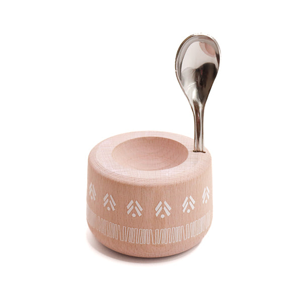 Coffret coquetier et cuillère Piou Indienne rose Roger Orfèvre - Mathon - 1