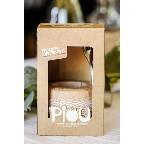 Coffret coquetier et cuillère Piou Plume hêtre naturel Roger Orfèvre - Mathon - 2