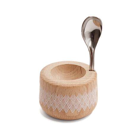 Coffret coquetier et cuillère Piou Plume hêtre naturel Roger Orfèvre - Mathon - 1