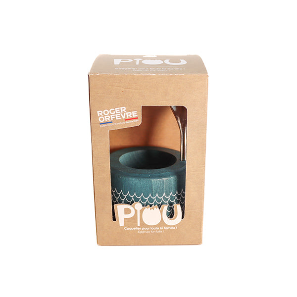 Coffret coquetier et cuillère Piou dragon bleu canard Roger Orfèvre - Mathon - 3