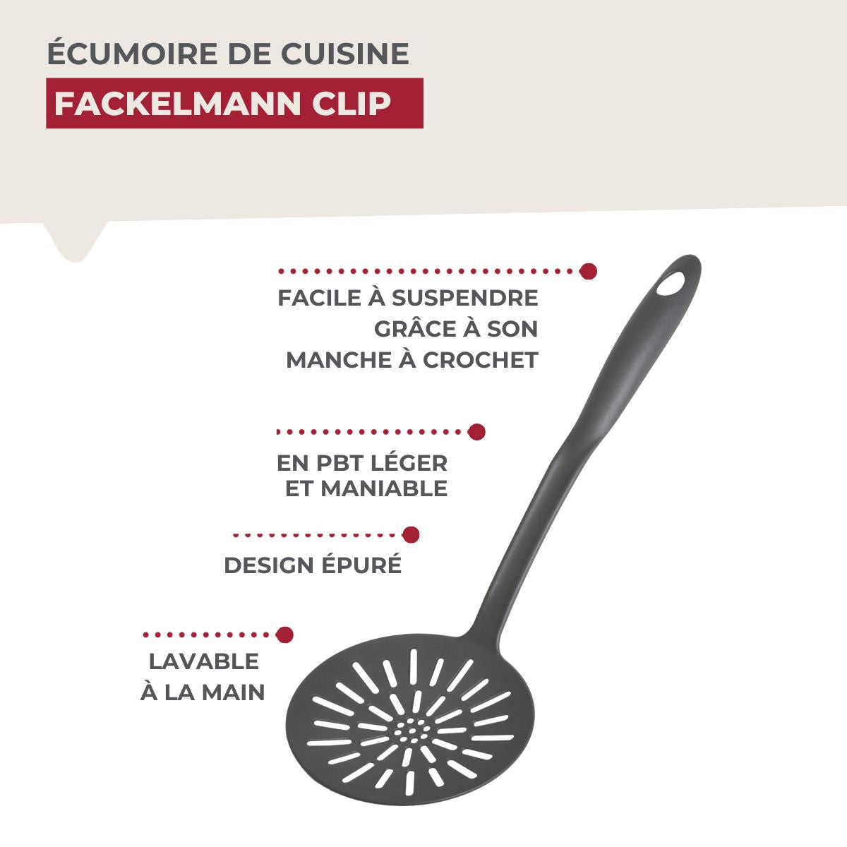 Écumoire 33,5 cm  CLIP Fackelmann - Mathon - 6