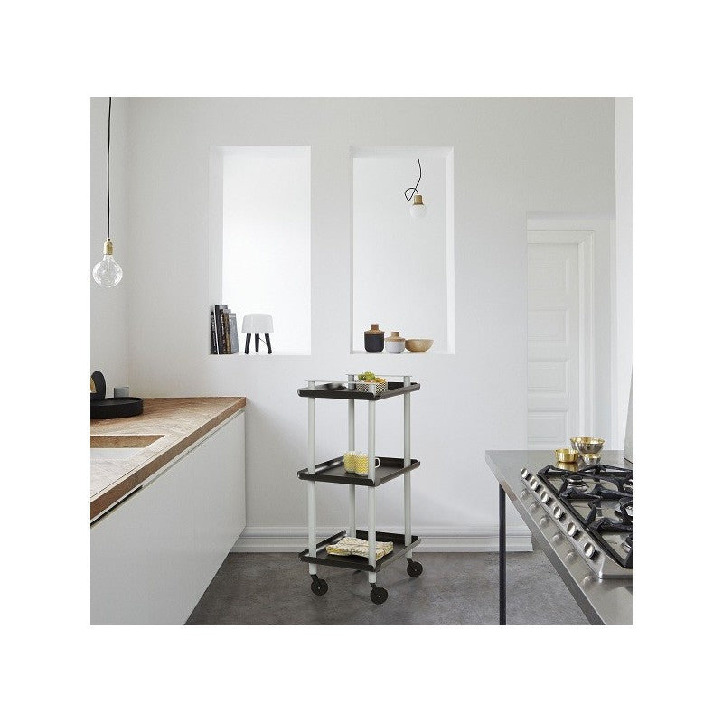 Desserte à roulettes, desserte de service Leky, métallique, 3 niveaux. Gris-Noir Don Hierro - Mathon - 2