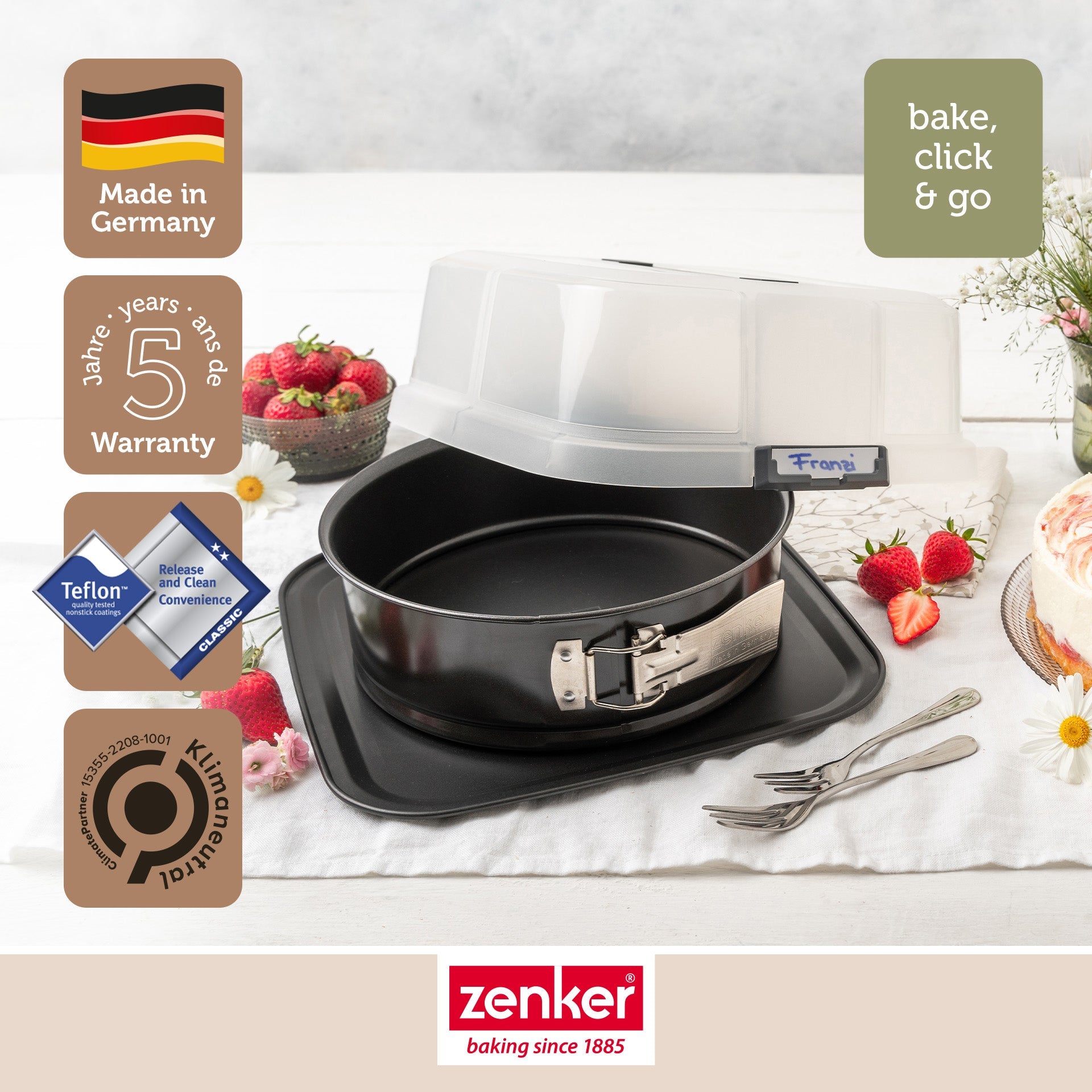 Ensemble de 2 Moules à charnière rond 23 cm avec couvercle de transport Zenker Bake Click and Go Zenker - Mathon - 2