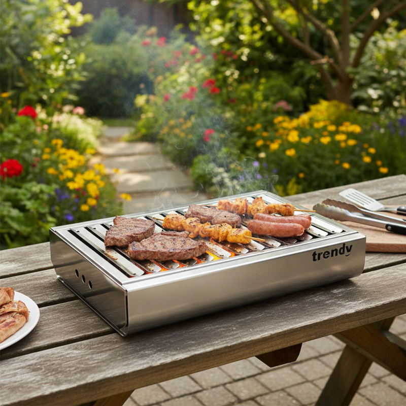 Barbecue portable en acier inoxydable trendy, compact et élégant, 44 x 29,5 x 12 cm Don Hierro - Mathon - 4