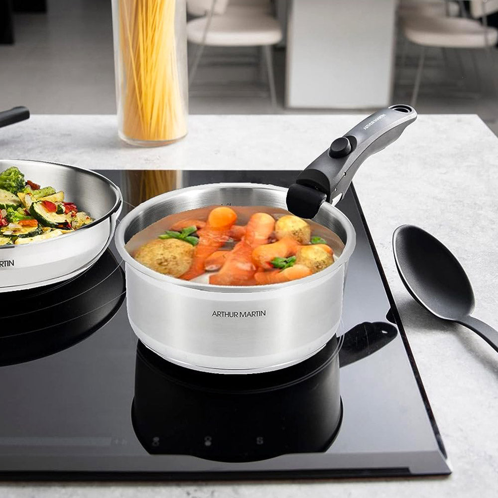 Batterie de Cuisine 15 Pièces Arthur Martin Poêles et Casseroles en Acier Inoxydable avec Accessoires - Mathon - 2