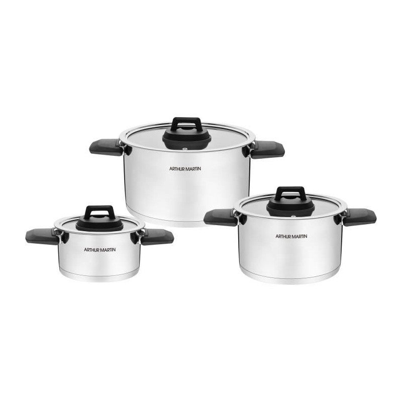 Set De 3 Marmites Avec Poignées Rabattables   - Am6321 Arthur Martin - Mathon - 1