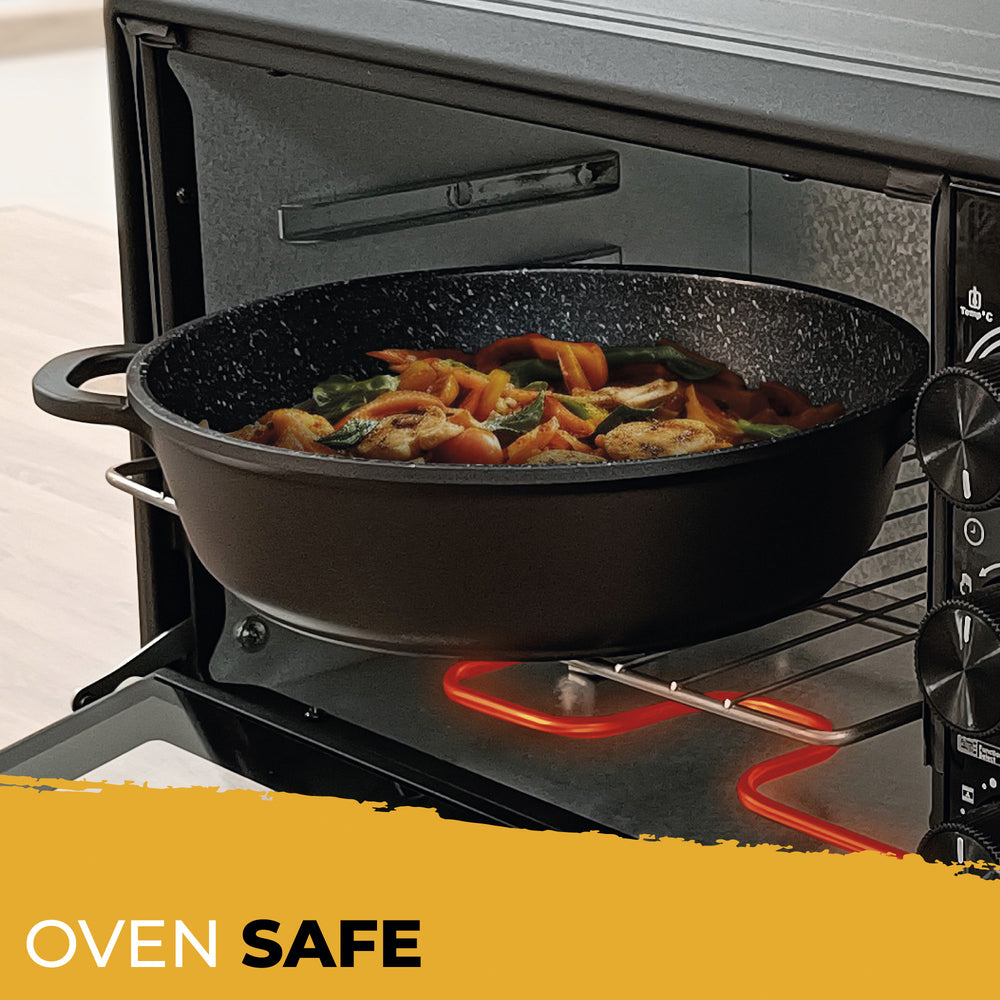 Casserole Basse Induction Antiadhésif Titane 30cm, Fonte d