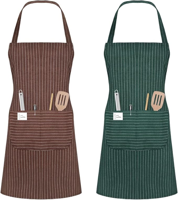 Tablier de cuisine ajustable unisexe vert et marron Vendos85 - Mathon