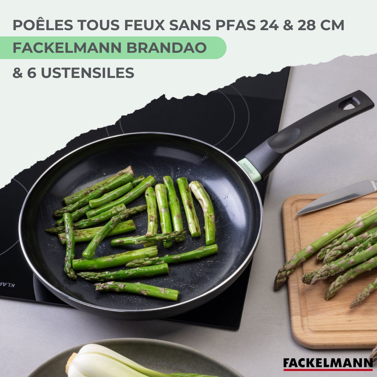 Ensemble de 2 poêles de 24 et 28 cm et 6 ustensiles  Brandao Fackelmann - Mathon - 2