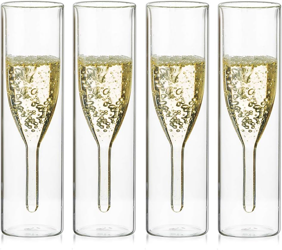 4 Flûtes à champagne double paroi – Verre borosilicate Vendos85 - Mathon