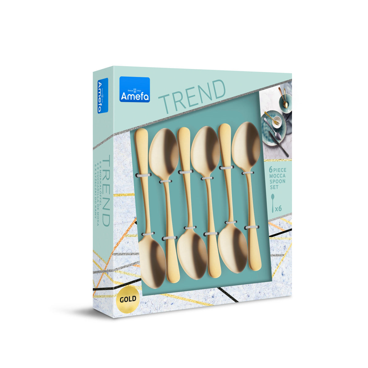 Austin - Service 6 cuillères moka expresso Doré mat Amefa - Mathon - 3