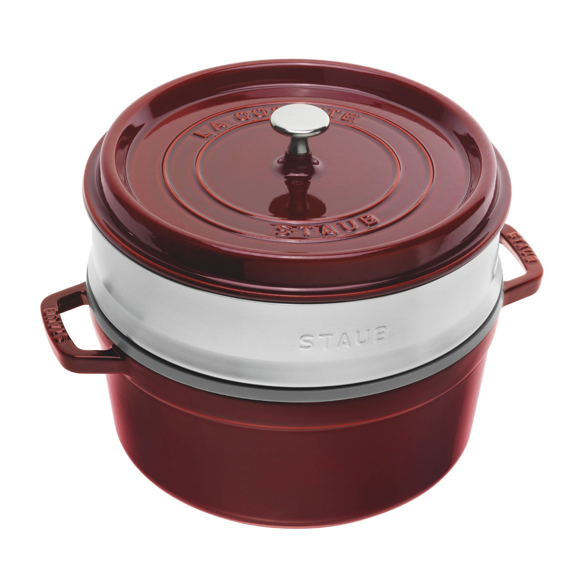 Cocotte avec panier vapeur 26 cm, Rond(e), Grenadine, Fonte Staub - Mathon - 1