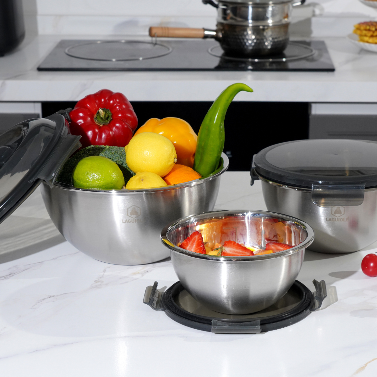 Set de 3 bols inox 20/24/28cm - "Pique-nique" Laguiole Cuisson - Mathon - 2