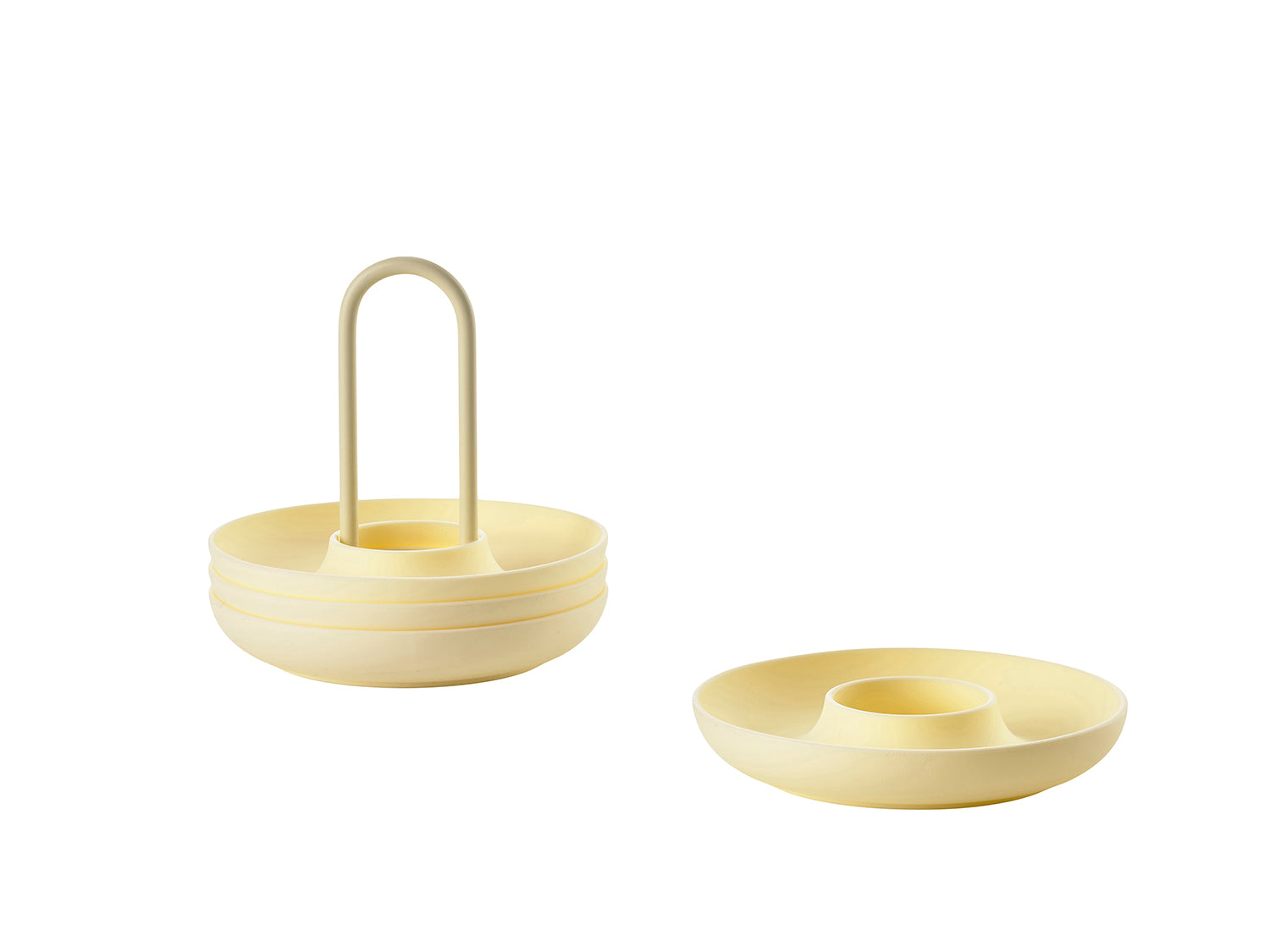 Set de 4 coquetiers avec support SINGLES en silicone Calcaire Zone Denmark - Mathon - 1