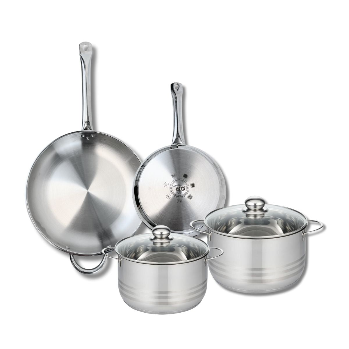 Ensemble de 2 Poêles de cuisson 24 et 32 cm et 2 faitouts 20 et 24 cm  Profi Brillant Elo - Mathon - 1