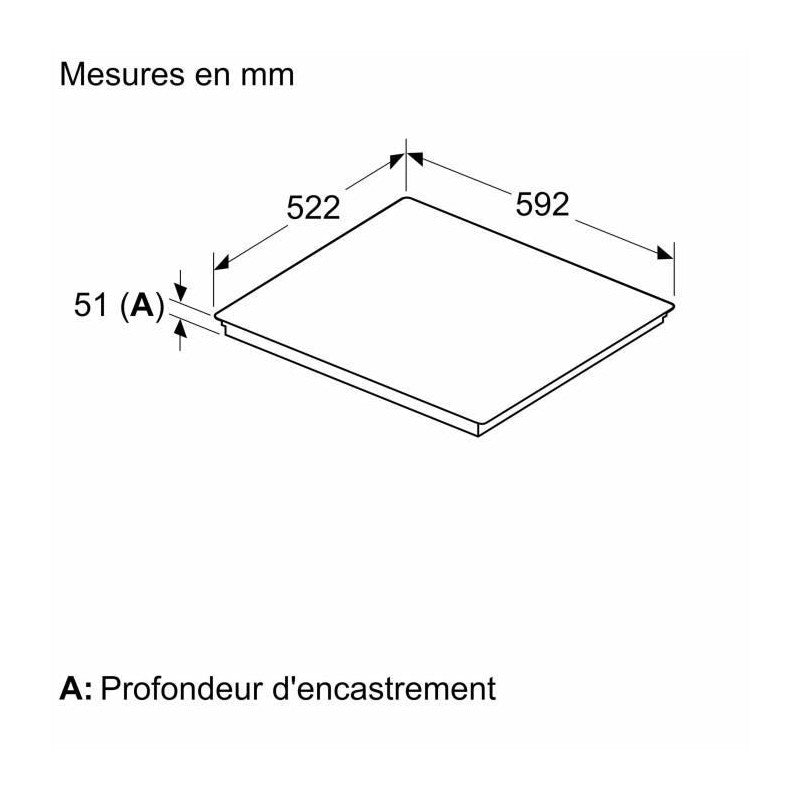 Table Induction 60 Cm -   Série 6 - 4 Foyers - Noir - H5,1 X L59,2 X52,2 Cm - Pie631hb1e Bosch - Mathon - 5