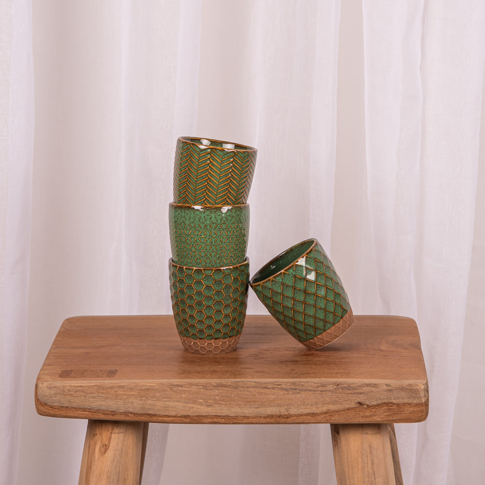 Coffret de 4 gobelets Jaspe 20 cl vert Table passion - Mathon - 2