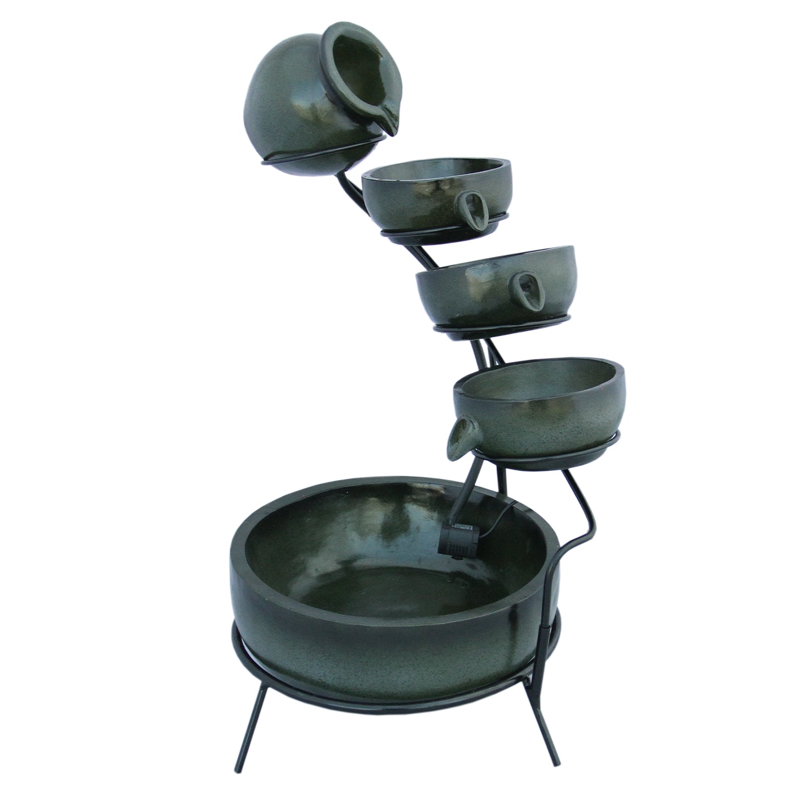 Fontaine Énergie Solaireà 4 Niveaux de Bols Renversants Vert Monstershop - Mathon - 1