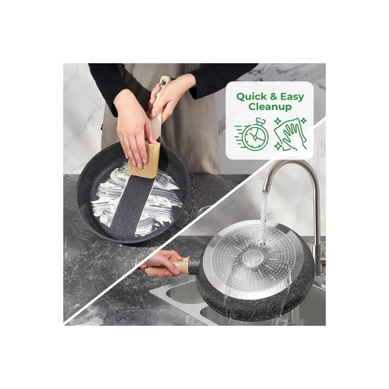 Batterie de cuisine 15 pièces avec cuiseur à vapeur Antiadhésif en Granit noir - Tous feux dont induction Just perfecto JL-780 Just Perfecto - Mathon - 5