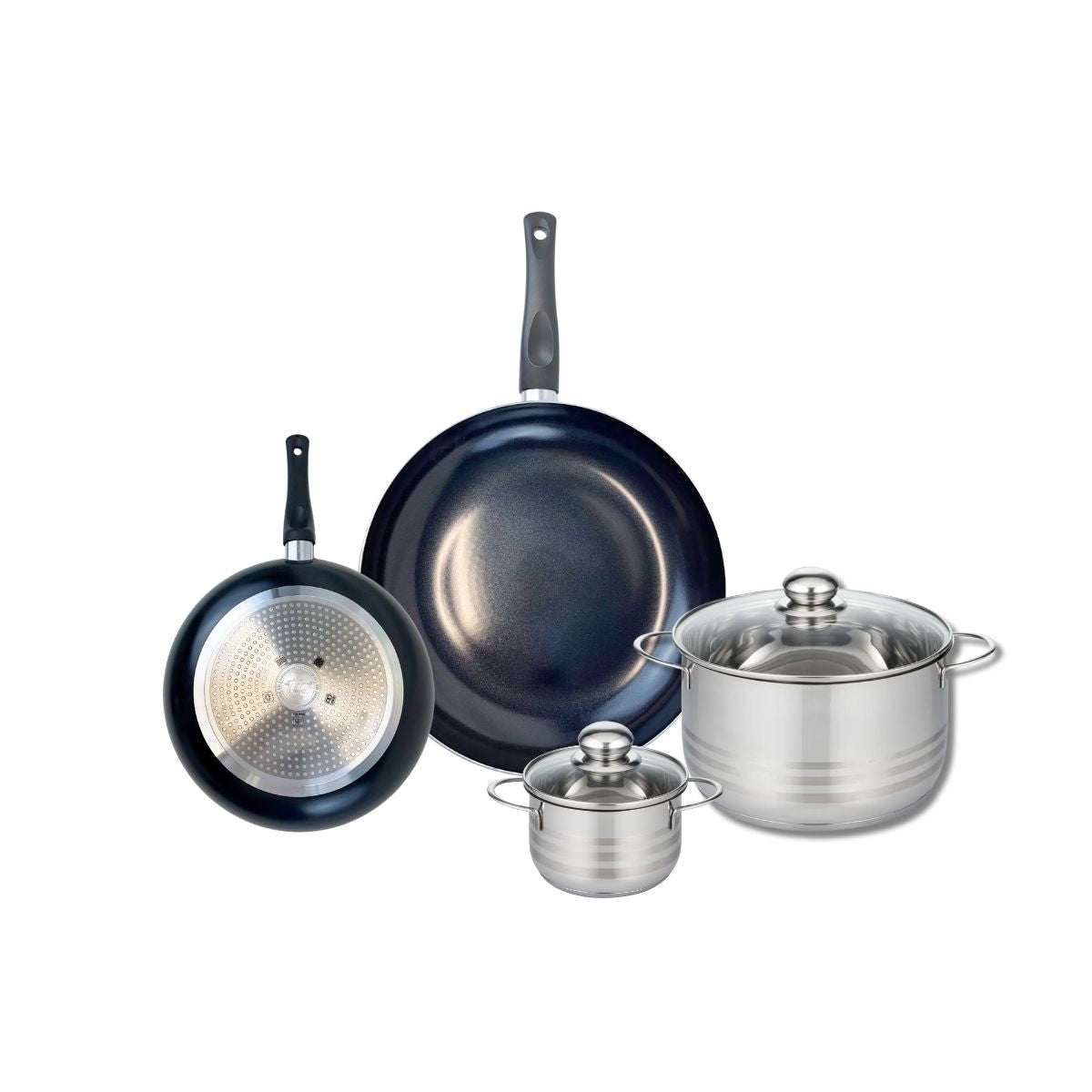 Ensemble de 2 Poêles de cuisson 20 et 28 cm et 2 faitouts 12 et 20 cm  Prima Brillant Elo - Mathon - 1