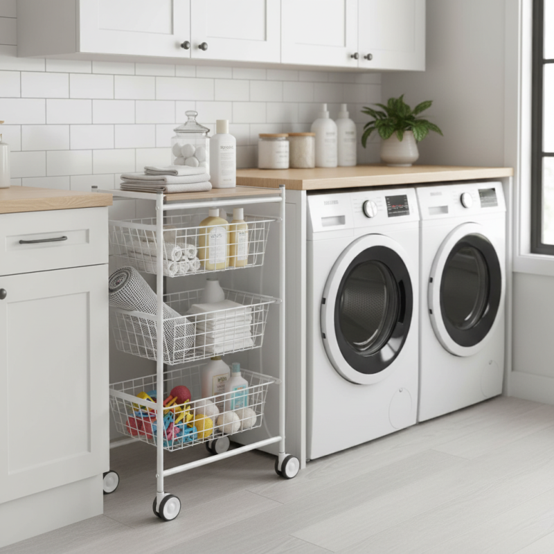 Desserte de cuisine axo, 3 grands paniers coulissants, blanc-hêtre Don Hierro - Mathon - 4