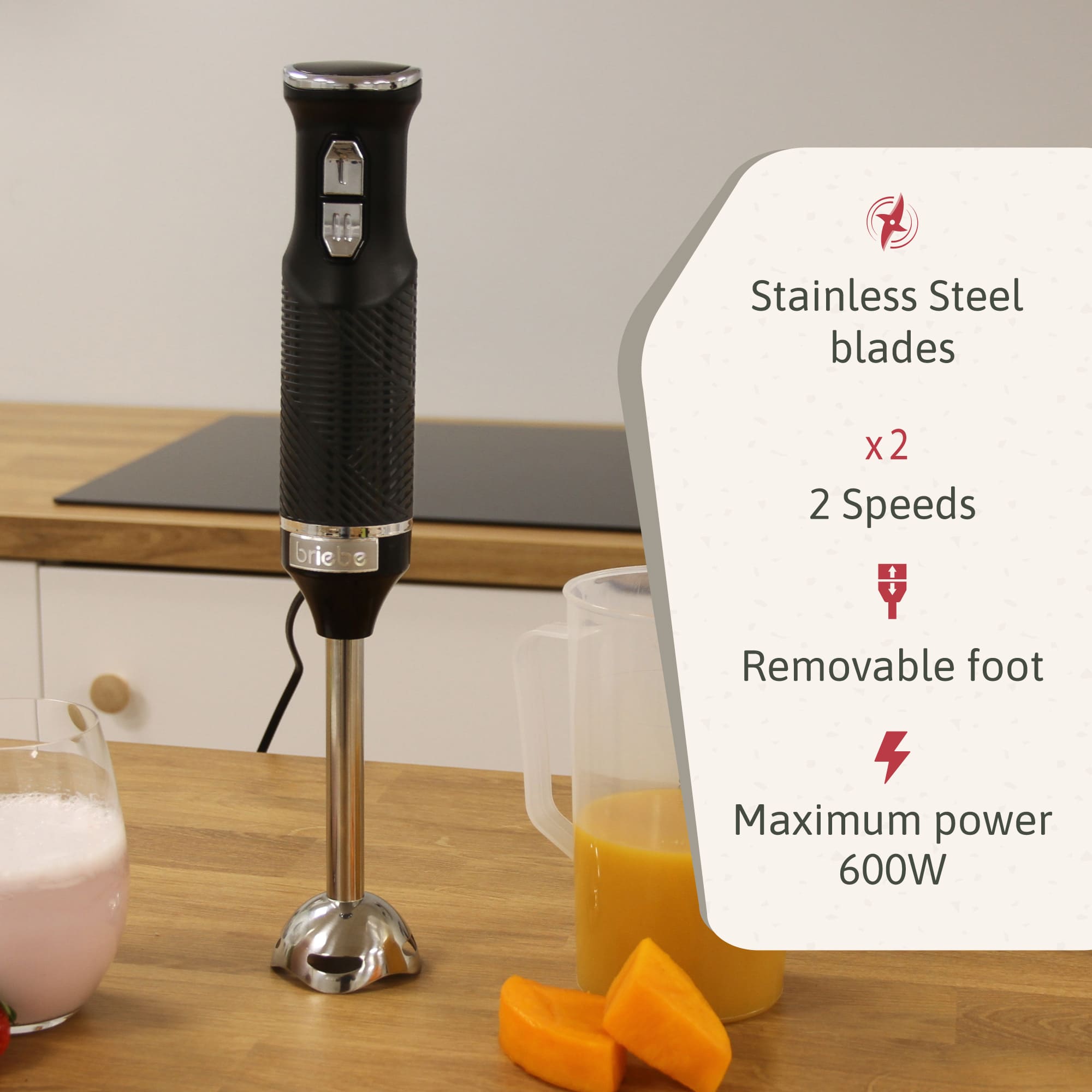 Elegance Set Mixeur Plongeant 2 Vitesses + Batteur Pâtisserie 5 Vitesses + Turbo Noir SKT1187BLK - Mathon - 2