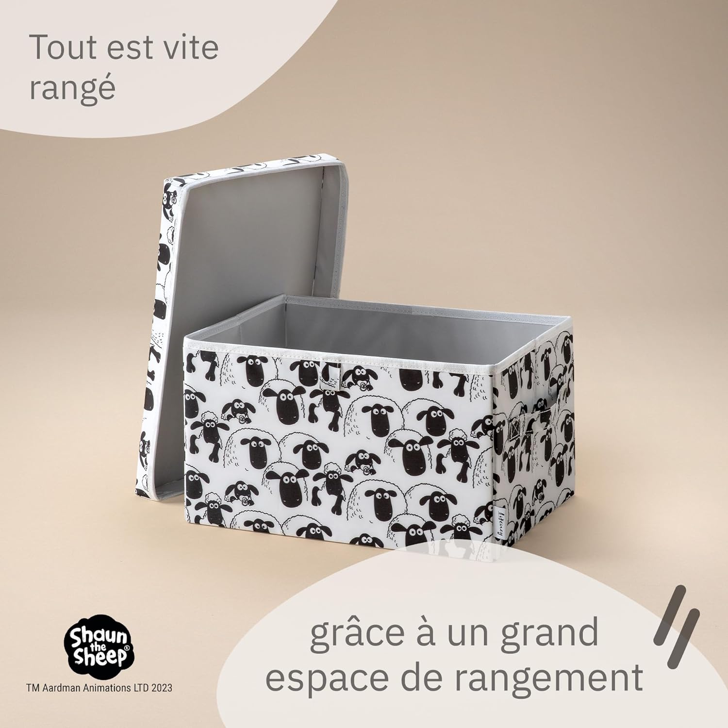 Boîte de rangement avec couvercle fond blanc Lifeney Shaun le mouton Fackelmann - Mathon - 5
