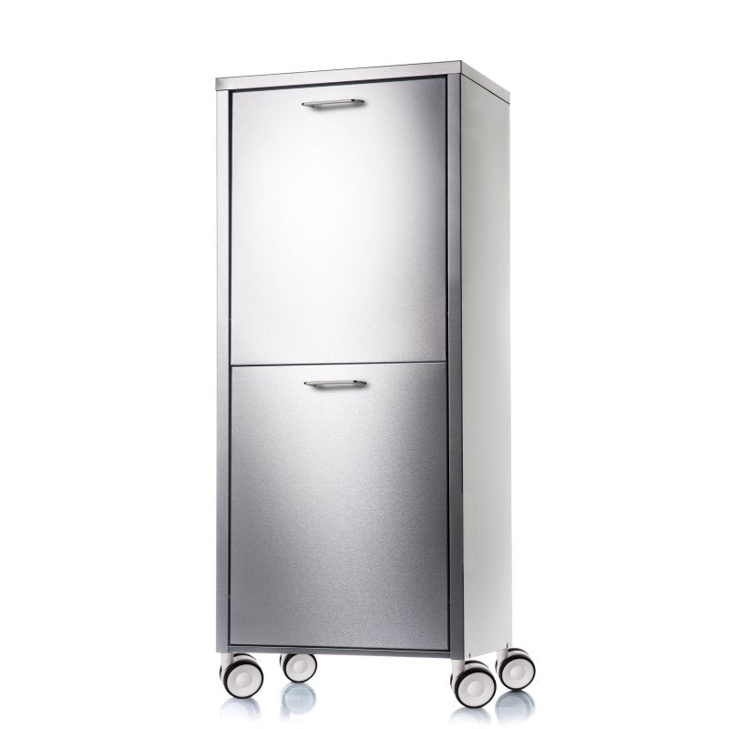 Panier à linge en acier inoxydable avec 2 compartiments à basculement, sur roues, tango Don Hierro - Mathon - 2