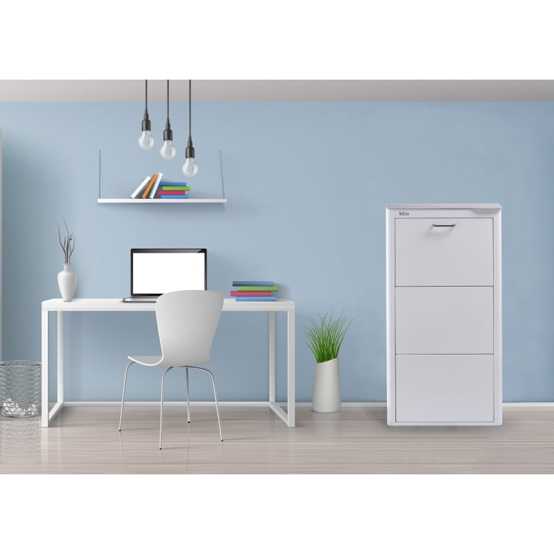 Meuble à chaussures KIBO 3 Compartiments, Blanc Don Hierro - Mathon - 2