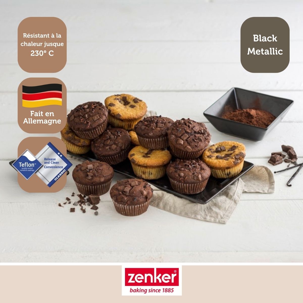 Ensemble de 2 Moules à muffins 12 empreintes 38 x 26 cm Zenker Black Metallic Zenker - Mathon - 4