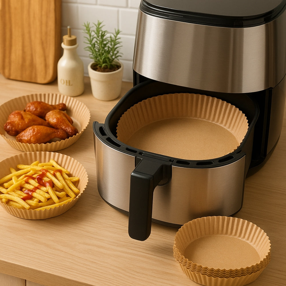 Lot 50 Feuilles Papier Cuisson Rondes pour Air Fryer Diamètre 20 cm Antiadhésives Résistantes Jetables et Prêtes à l’Emploi Excellent Houseware - Mathon - 3