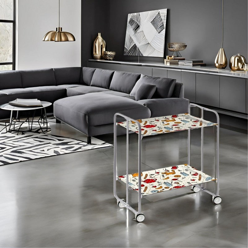 Desserte pliante 2 niveaux avec roulettes – structure gris aluminium, bauhaus Don Hierro - Mathon - 2