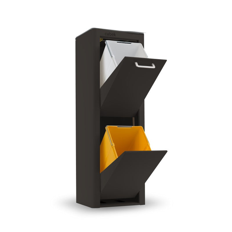 Poubelle cuisine de tri sélectif CUBEK, 2 compartiments de 20 litres, Noir Don Hierro - Mathon - 10