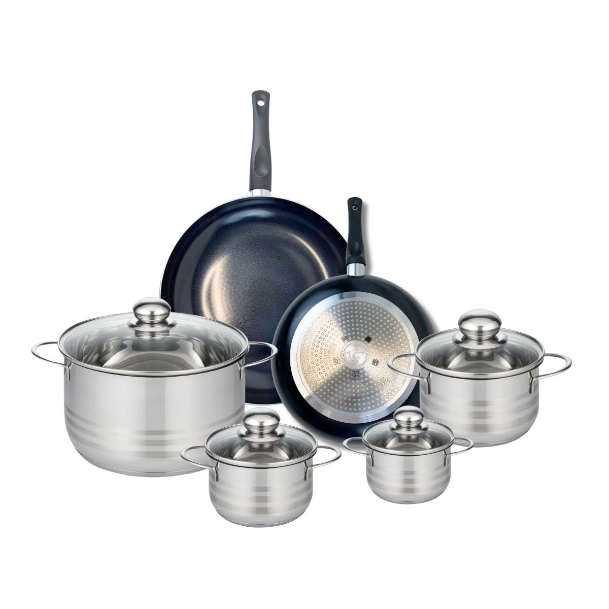 Ensemble de 2 Poêles de cuisson 24 et 28 cm et 4 faitouts 12, 14, 16 et 24 cm  Prima Brillant Elo - Mathon - 1