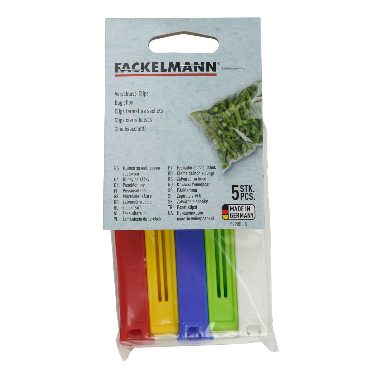 Lot de 5 clips colorés pour fermeture de sachet  Tecno Fackelmann - Mathon - 2