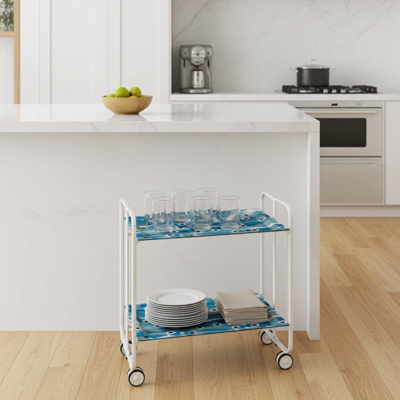 Desserte pliante 2 niveaux avec roulettes – structure blanche, bauhaus Don Hierro - Mathon - 3