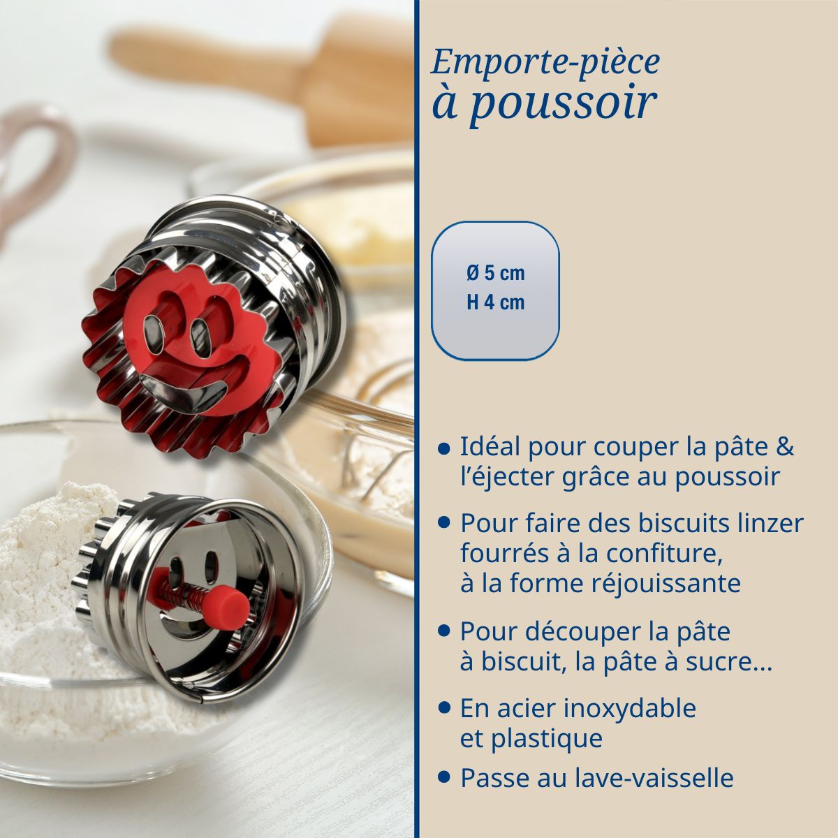 Ensemble de 2 Emporte-pièces biscuit linzer motif smiley Dr Oetker Noël Dr. Oetker - Mathon - 3
