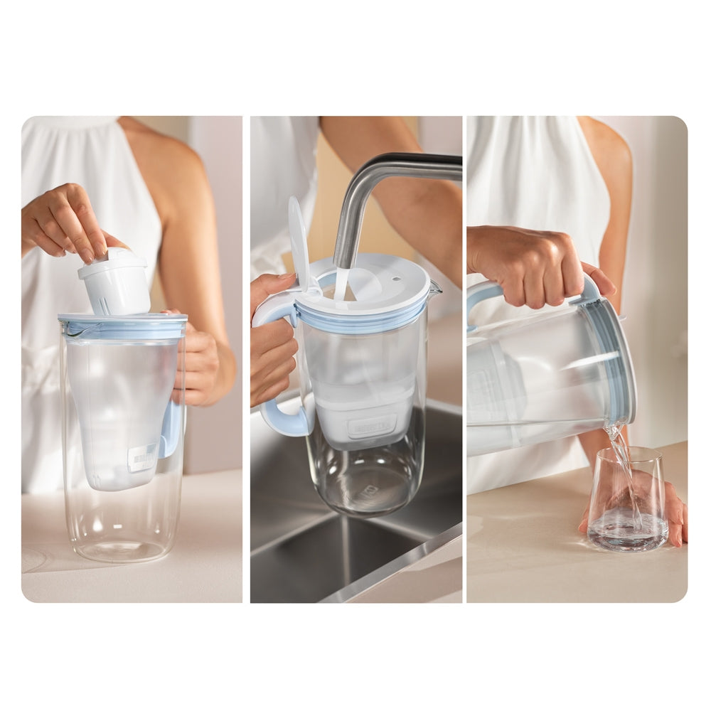Carafe filtrante en verre 2,5 dont 1,5L d