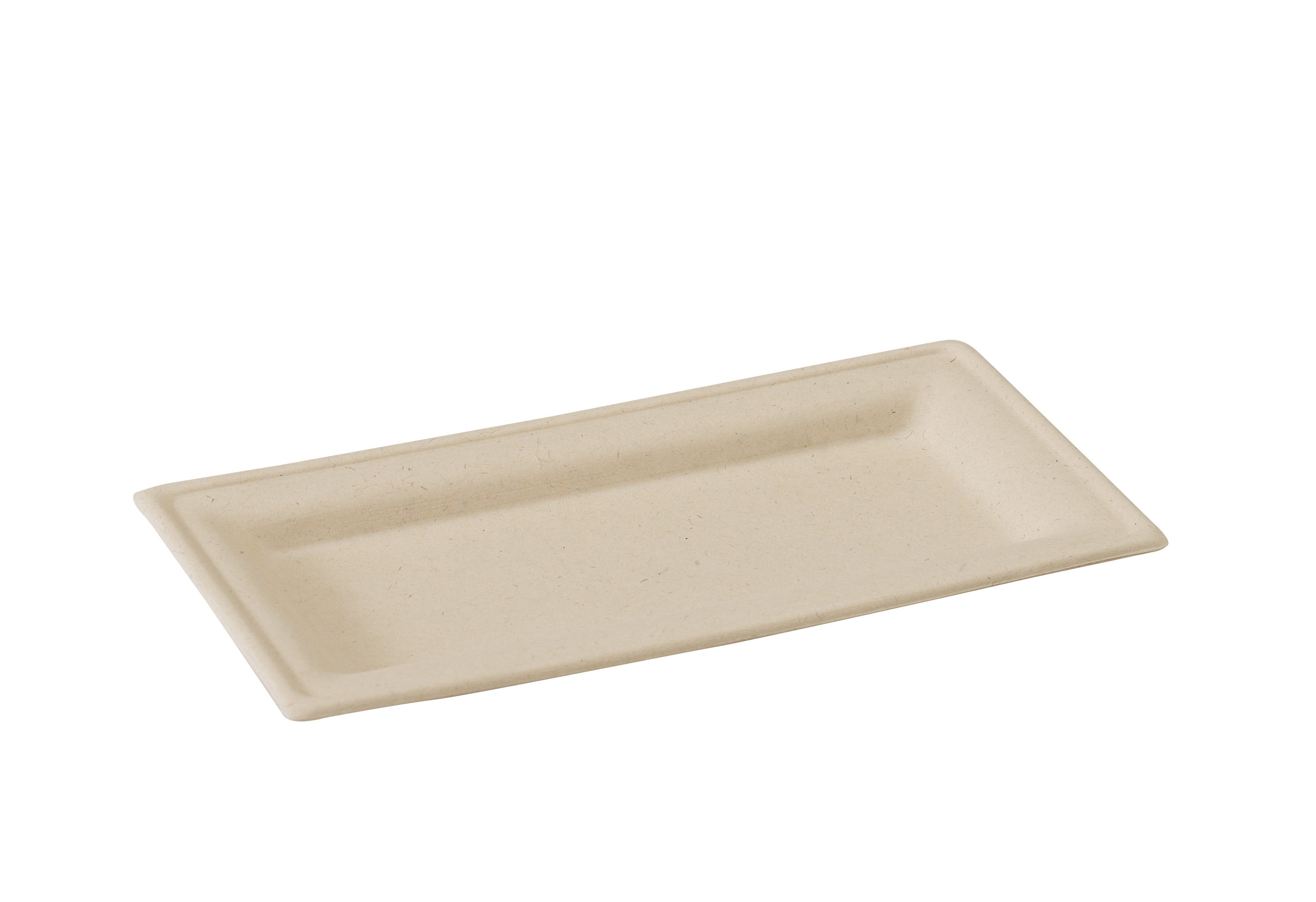 Assiette rectangulaire brune en pulpe 26 x 13 cm - 25 unités FirstPack - Mathon