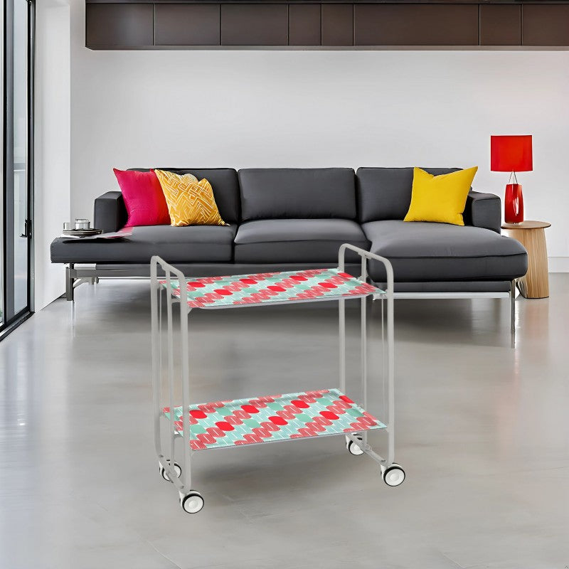 Desserte pliante 2 niveaux avec roulettes – structure gris aluminium, bauhaus Don Hierro - Mathon - 2