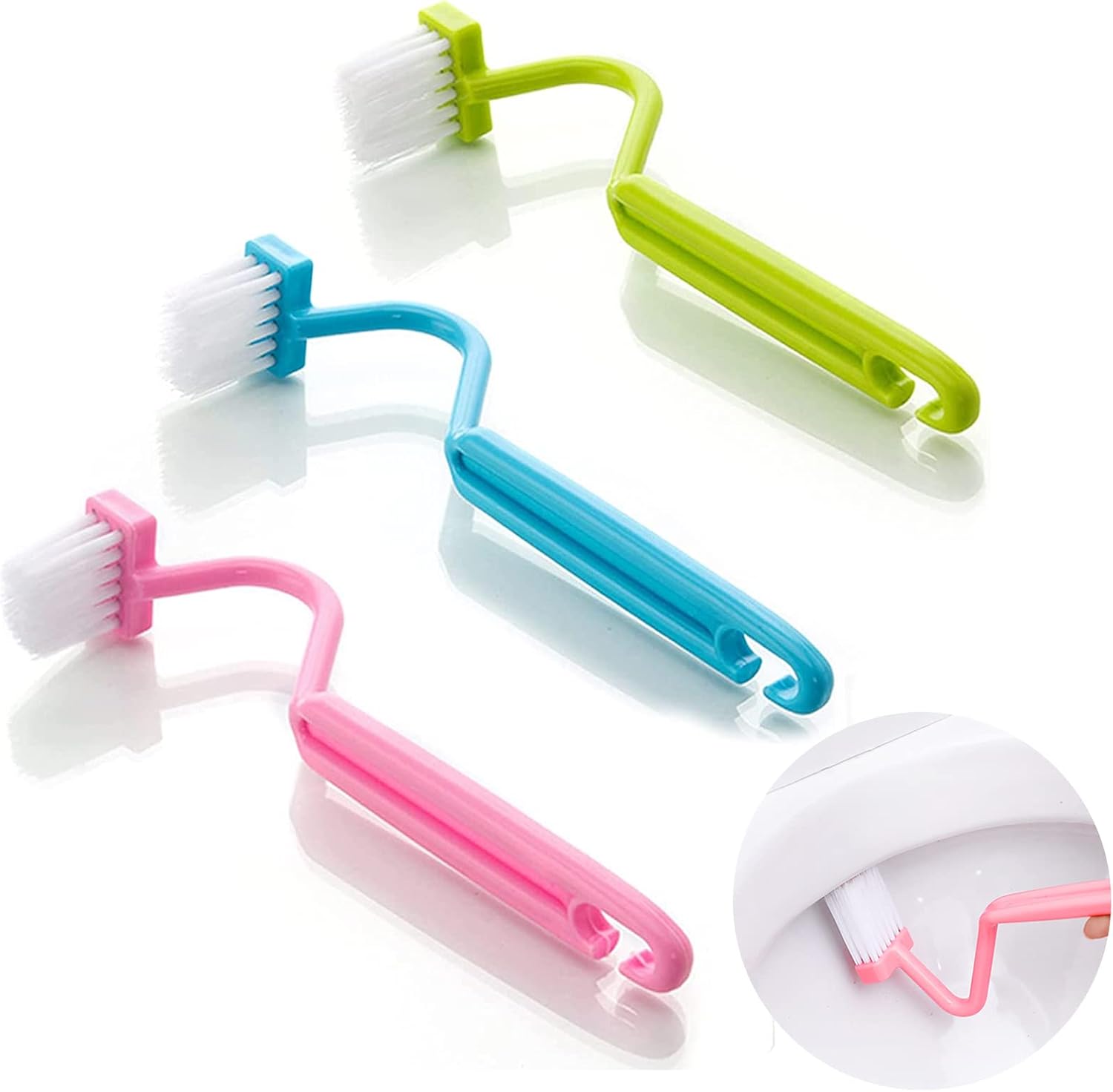 Lot de 3 Brosses WC Bord de Jante – Vert, Bleu, Rose Vendos85 - Mathon