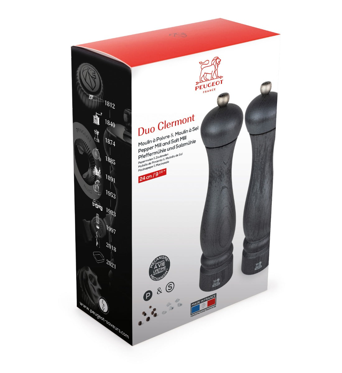 Clermont Duo de moulins à poivre et à sel Graphite 24 cm Peugeot - Mathon - 2