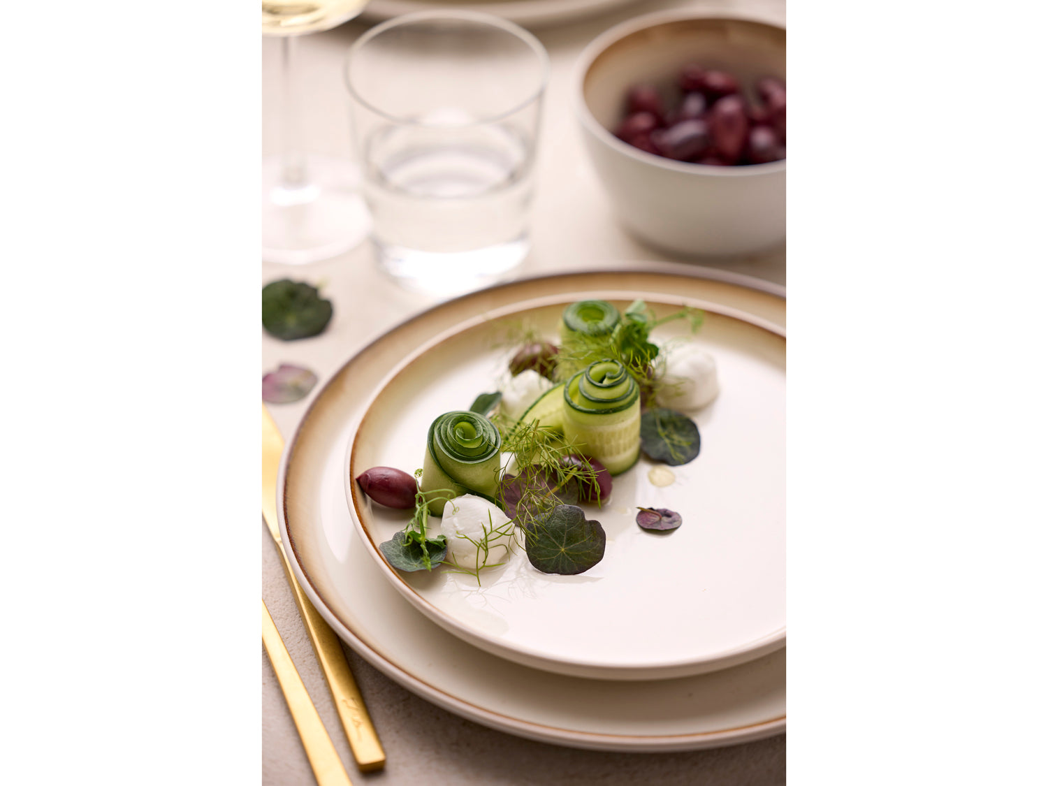 Assiette Gastro en Grès Blanc/Crème Bitz - Mathon - 5