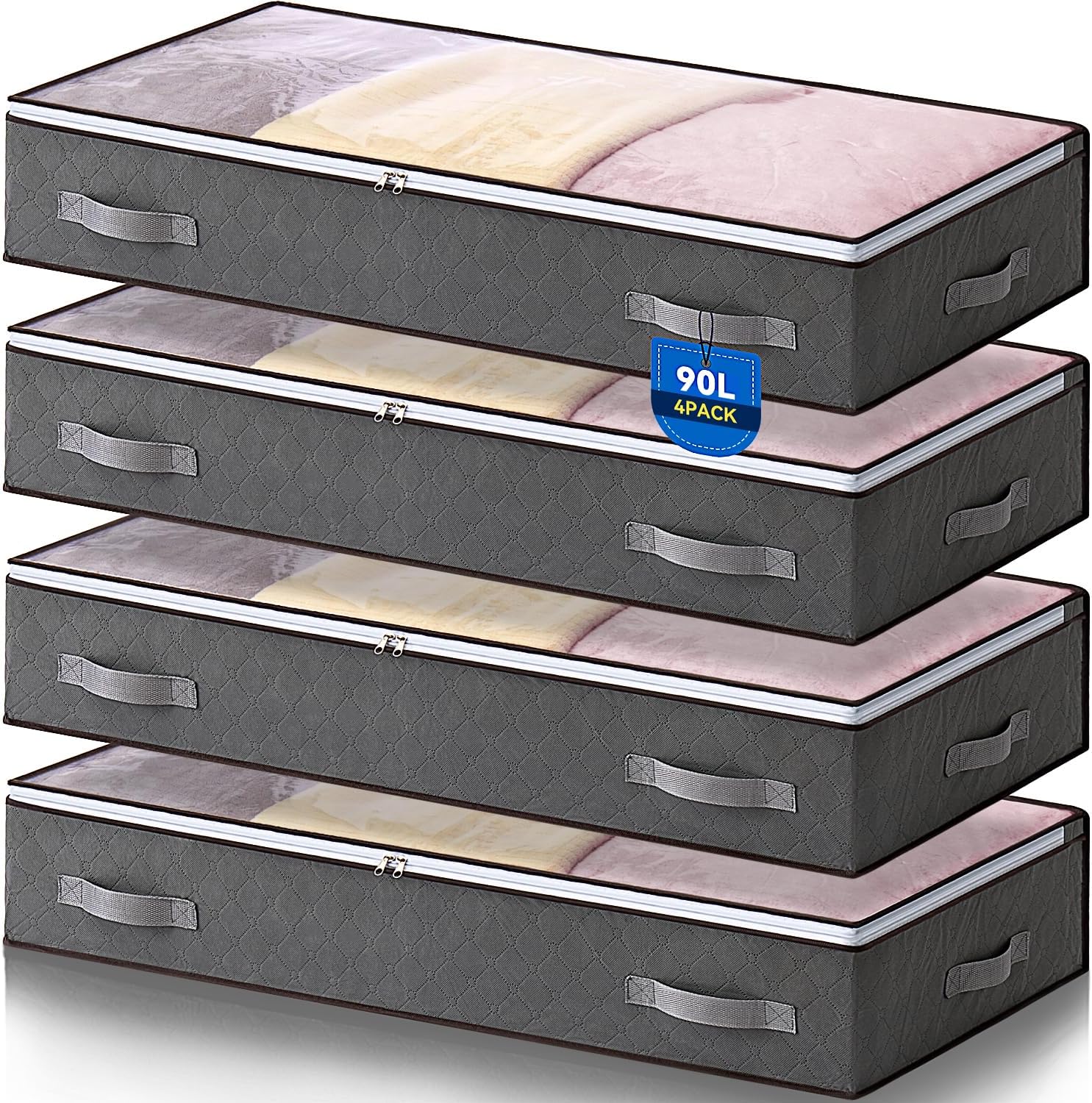 Lot de 4 Sacs de Rangement Gris Pliables 90L Vendos85 - Mathon