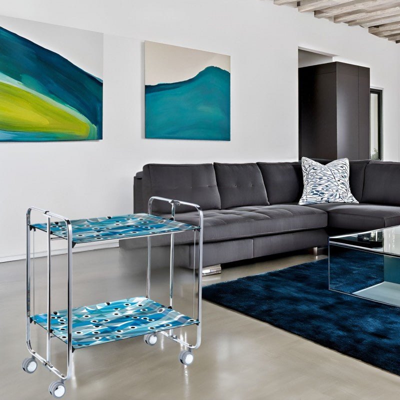 Desserte pliante 2 niveaux avec roulettes – structure chromée, bauhaus Don Hierro - Mathon - 2